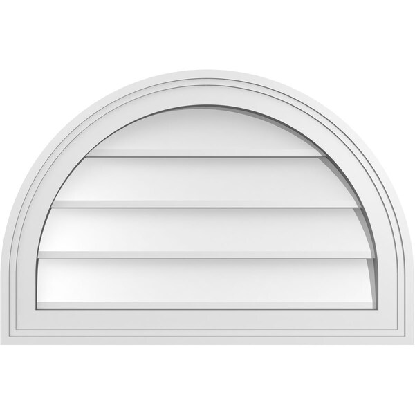 Ekena Millwork Round Top Surface Mount PVC Gable Vent w/ 2"W x 1-1/2"P Brickmould Frame, 24"W x 16"H - GVPRT24X1602SN