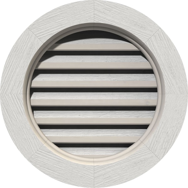 Ekena Millwork Round Gable Vent, Functional, Western Red Cedar Gable Vent w/ Brick Mould Face Frame, 14"W x 14"H - GVWRO14X1400RFPWR