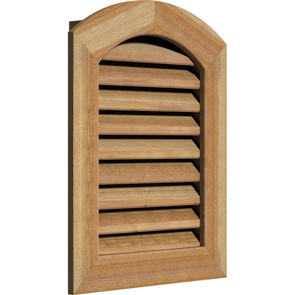 Ekena Millwork Arch Top Gable Vent Functional, Western Red Cedar Gable Vent w/ 1" x 4" Flat Trim Frame, 14"W x 32"H - GVWAR14X3201RFUWR
