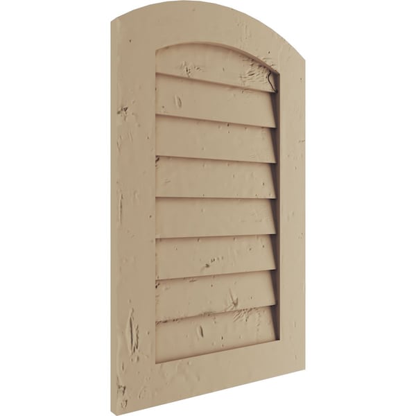 Ekena Millwork Timberthane Knotty Pine Arch Top Faux Wood Non-Functional Gable Vent, Primed Tan, 30"W x 48"H - GVURAR30X48DKPPR