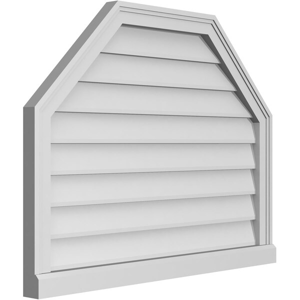 Ekena Millwork Octagonal Top Surface Mount PVC Gable Vent w/ 2"W x 2"P Brickmould Sill Frame, 34"W x 26"H - GVPOT34X2603SN