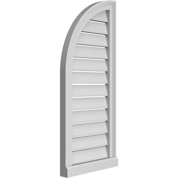 Ekena Millwork Quarter Round Top Left Surface Mount PVC Gable Vent w/ 2"W x 2"P Brickmould Sill Frame, 16"W x 36"H - GVPQL16X3603SF