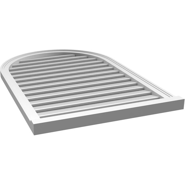 Ekena Millwork Round Top Surface Mount PVC Gable Vent: Functional, w/ 2"W x 2"P Brickmould Sill Frame, 28"W x 42"H - GVPRT28X4203SF