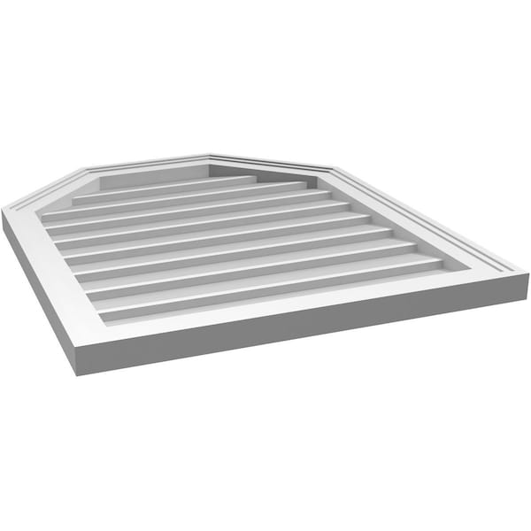 Ekena Millwork Octagonal Top Surface Mount PVC Gable Vent w/ 2"W x 1-1/2"P Brickmould Frame, 24"W x 28"H - GVPOT24X2802SN