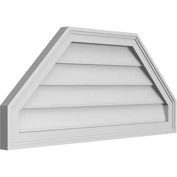 Ekena Millwork Octagonal Top Surface Mount PVC Gable Vent w/ 2"W x 1-1/2"P Brickmould Frame, 36"W x 16"H - GVPOT36X1602SN