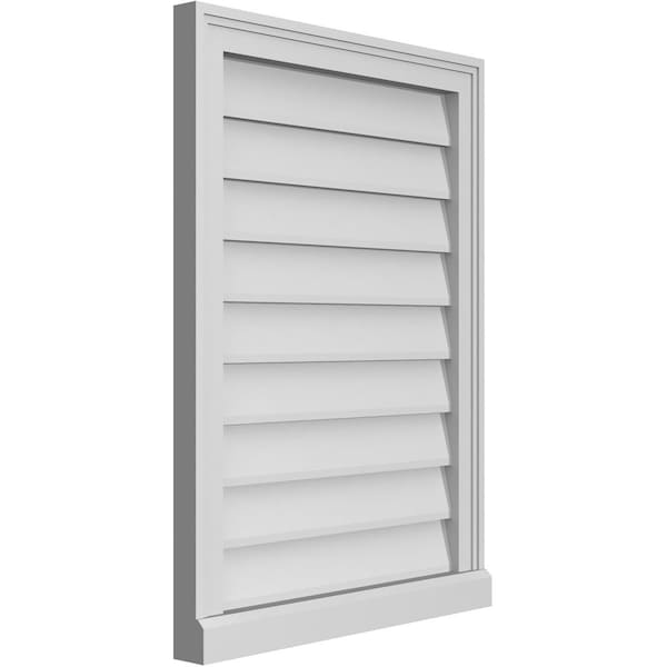 Ekena Millwork Vertical Surface Mount PVC Gable Vent w/ 2"W x 2"H , Brickmould Sill Frame, 22"W x 30"H - GVPVE22X3003SN