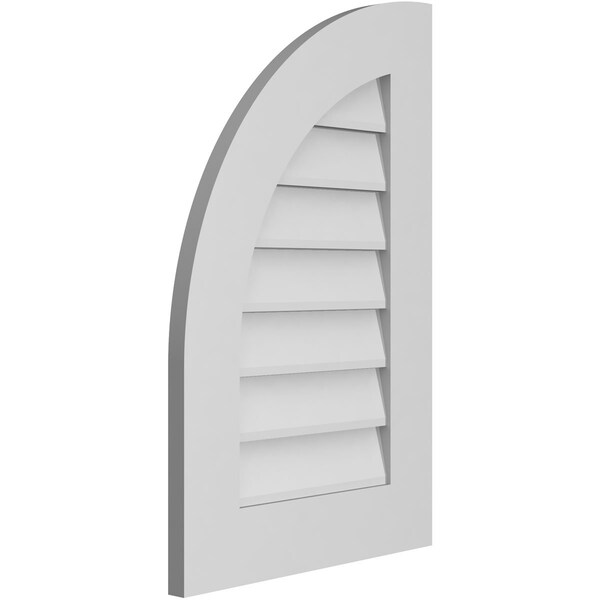 Ekena Millwork Quarter Round Top Left Surface Mount PVC Gable Vent w/ 3-1/2"W x 1"P Standard Frame, 18"W x 28"H - GVPQL18X2801SN