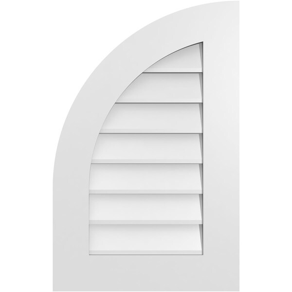 Ekena Millwork Quarter Round Top Left Surface Mount PVC Gable Vent w/ 3-1/2"W x 1"P Standard Frame, 18"W x 28"H - GVPQL18X2801SN
