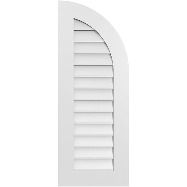 Ekena Millwork Quarter Round Top Right Surface Mount PVC Gable Vent w/ 3-1/2"W x 1"P Standard Frame, 16"W x 42"H - GVPQR16X4201SN