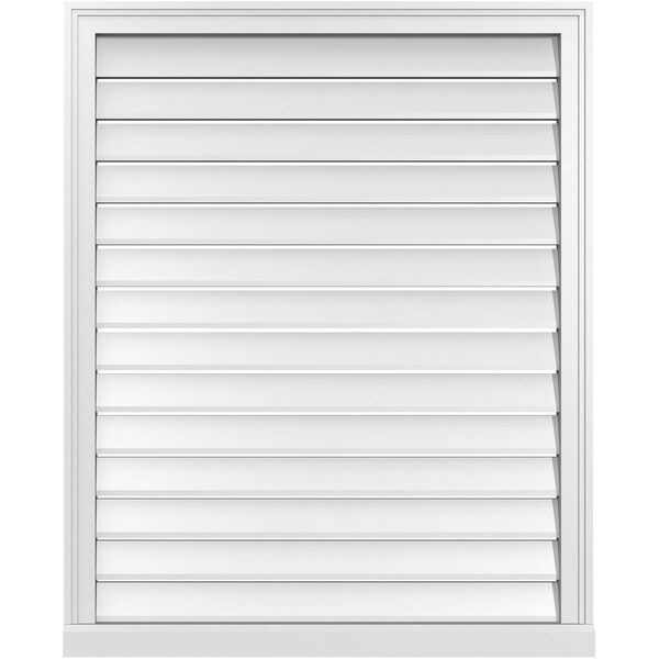 Ekena Millwork Vertical Surface Mount PVC Gable Vent: Functional, w/ 2"W x 2"P Brickmould Sill Frame, 34"W x 42"H - GVPVE34X4203SF