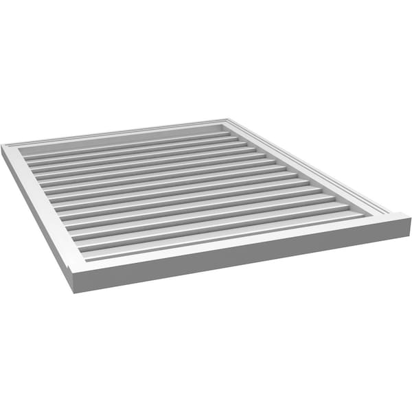 Ekena Millwork Vertical Surface Mount PVC Gable Vent: Functional, w/ 2"W x 2"P Brickmould Sill Frame, 34"W x 42"H - GVPVE34X4203SF
