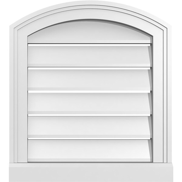 Ekena Millwork Arch Top Surface Mount PVC Gable Vent w/ 2"W x 2"P Brickmould Sill Frame, 18"W x 18"H - GVPAR18X1803SN
