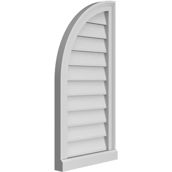 Ekena Millwork Quarter Round Top Left Surface Mount PVC Gable Vent w/ 2"W x 2"P Brickmould Sill Frame, 16"W x 32"H - GVPQL16X3203SN