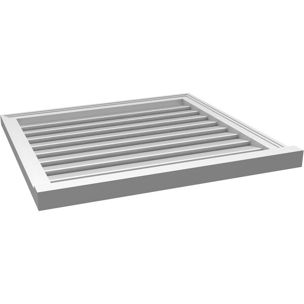 Ekena Millwork Vertical Surface Mount PVC Gable Vent: Functional, w/ 2"W x 2"P Brickmould Sill Frame, 30"W x 28"H - GVPVE30X2803SF