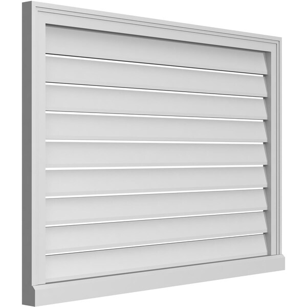 Ekena Millwork Vertical Surface Mount PVC Gable Vent: Functional, w/ 2"W x 2"P Brickmould Sill Frame, 42"W x 30"H - GVPVE42X3003SF