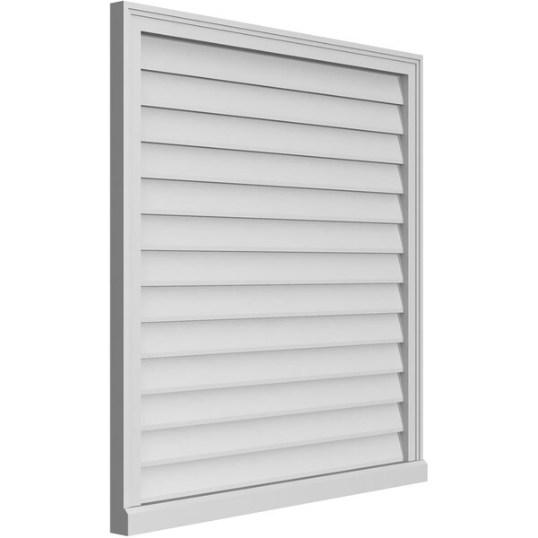 Ekena Millwork Vertical Surface Mount PVC Gable Vent w/ 2"W x 2"H , Brickmould Sill Frame, 38"W x 40"H - GVPVE38X4003SN