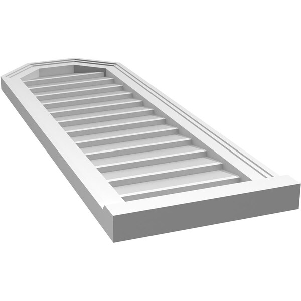 Ekena Millwork Octagonal Top Surface Mount PVC Gable Vent w/ 2"W x 2"P Brickmould Sill Frame, 14"W x 40"H - GVPOT14X4003SN