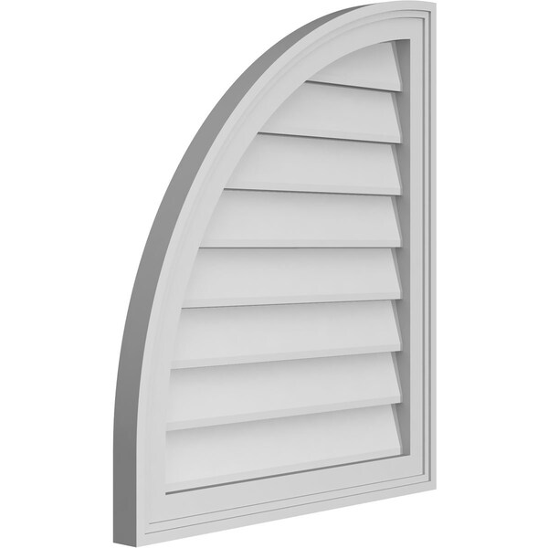 Ekena Millwork Quarter Round Top Left Surface Mount PVC Gable Vent w/ 2"W x 1-1/2"P Brickmould Frame, 22"W x 26"H - GVPQL22X2602SN
