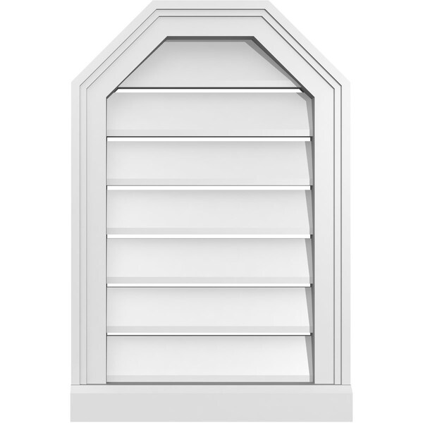 Ekena Millwork Octagonal Top Surface Mount PVC Gable Vent w/ 2"W x 2"P Brickmould Sill Frame, 16"W x 24"H - GVPOT16X2403SF