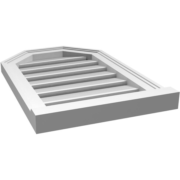 Ekena Millwork Octagonal Top Surface Mount PVC Gable Vent w/ 2"W x 2"P Brickmould Sill Frame, 16"W x 24"H - GVPOT16X2403SF