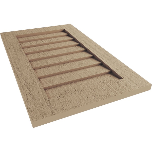 Ekena Millwork Timberthane Rough Cedar Vertical Faux Wood Non-Functional Gable Vent, Primed Tan, 36"W x 48"H - GVURVE36X48DRCPR