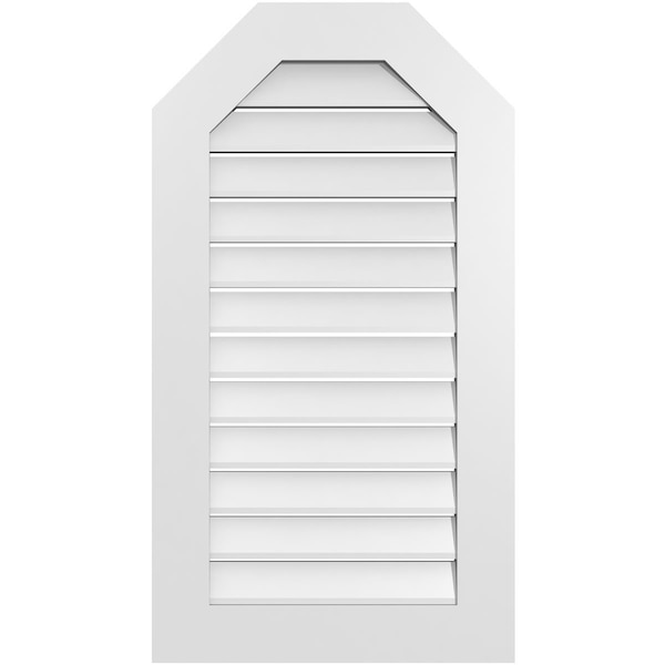 Ekena Millwork Octagonal Top Surface Mount PVC Gable Vent: Functional, w/ 3-1/2"W x 1"P Standard Frame, 22"W x 40"H - GVPOT22X4001SF