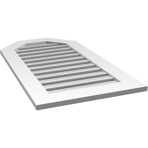 Ekena Millwork Octagonal Top Surface Mount PVC Gable Vent: Functional, w/ 3-1/2"W x 1"P Standard Frame, 22"W x 40"H - GVPOT22X4001SF