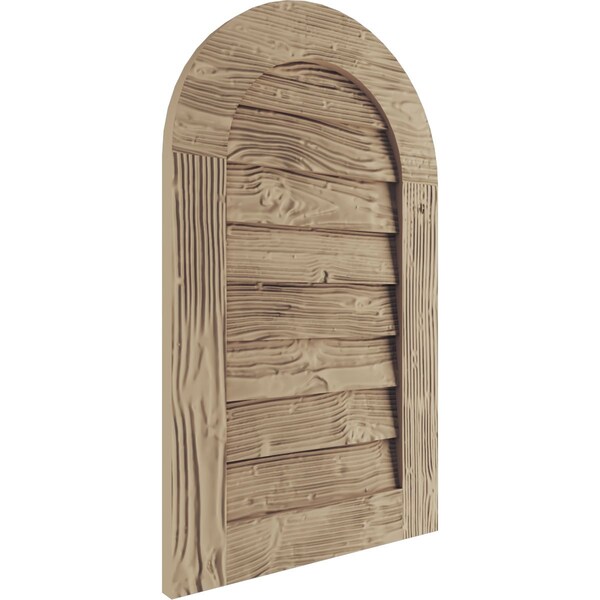 Ekena Millwork Timberthane Sandblasted Round Top Faux Wood Non-Functional Gable Vent, Primed Tan, 12"W x 18"H - GVURRT12X18DSDPR