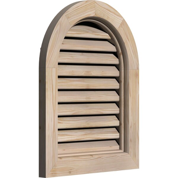 Ekena Millwork Round Top Gable Vent Unfinished, Functional, Pine Gable Vent w/ Brick Mould Face Frame, 26"W x 26"H - GVWRT26X2600SFUPI