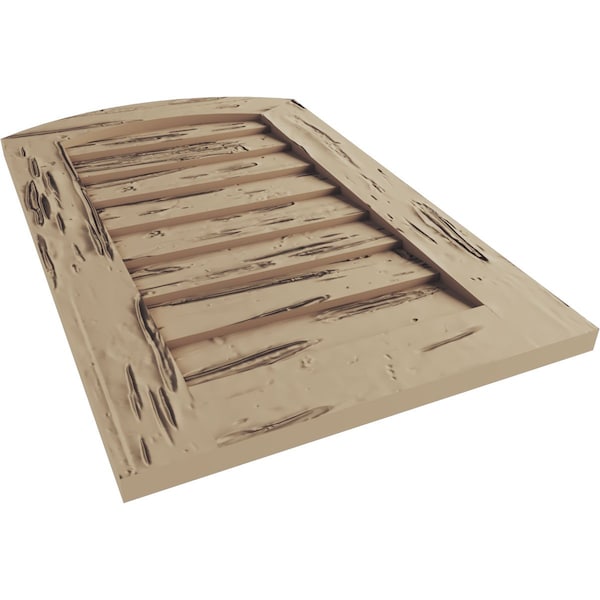 Ekena Millwork Timberthane Pecky Cypress Arch Top Faux Wood Non-Functional Gable Vent, Primed Tan, 20"W x 39"H - GVURAR20X39DPCPR