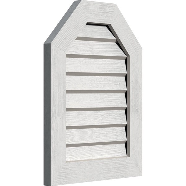 Ekena Millwork Octagonal Top Gable Vent Western Red Cedar Gable Vent w/Decorative Face Frame, 16"W x 26"H - GVWOT16X2602RDPWR