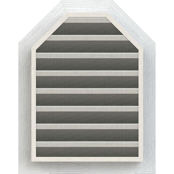 Ekena Millwork Octagonal Top Gable Vent Western Red Cedar Gable Vent w/1" x 4" Flat Trim Frame, 12"W x 26"H - GVWOT12X2601RFPWR