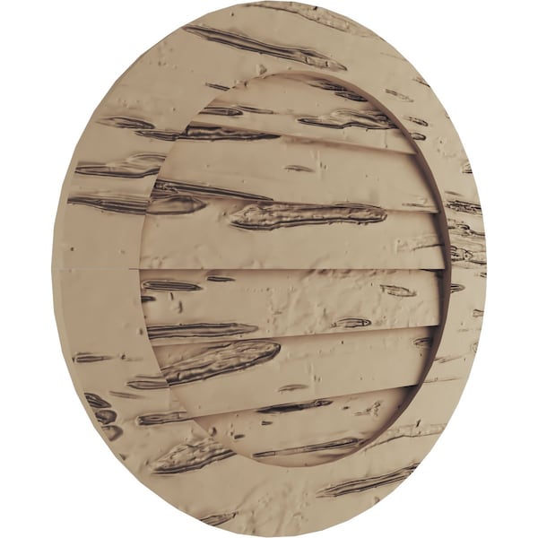 Ekena Millwork Timberthane Pecky Cypress Round Faux Wood Non-Functional Gable Vent, Primed Tan, 30"W x 30"H - GVURRO30DPCPR