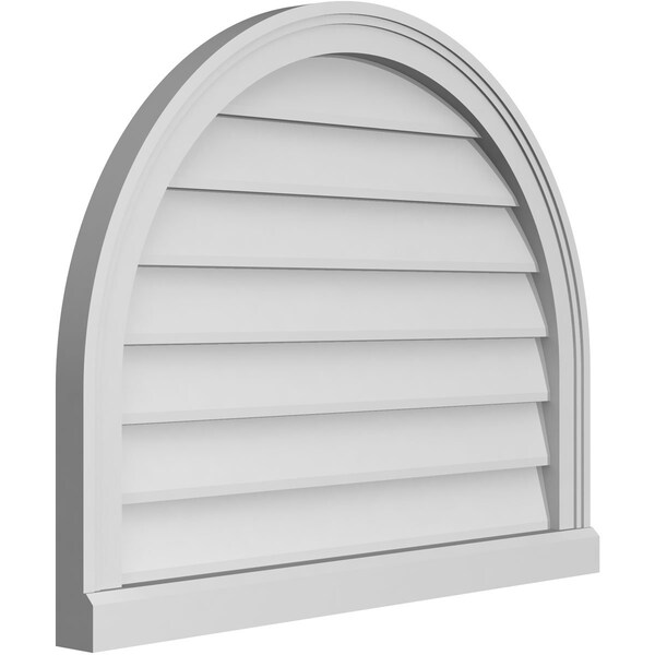 Ekena Millwork Round Top Surface Mount PVC Gable Vent w/ 2"W x 2"P Brickmould Sill Frame, 30"W x 24"H - GVPRT30X2403SN