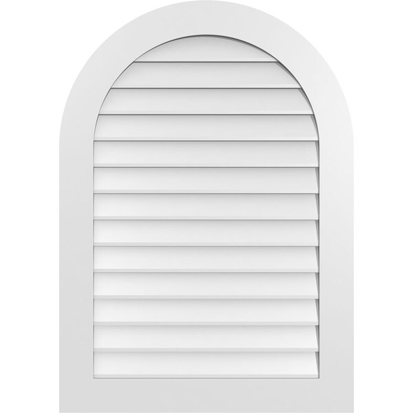 Ekena Millwork Round Top Surface Mount PVC Gable Vent: Non-Functional, w/ 3-1/2"W x 1"P Standard Frame, 30"W x 42"H - GVPRT30X4201SN
