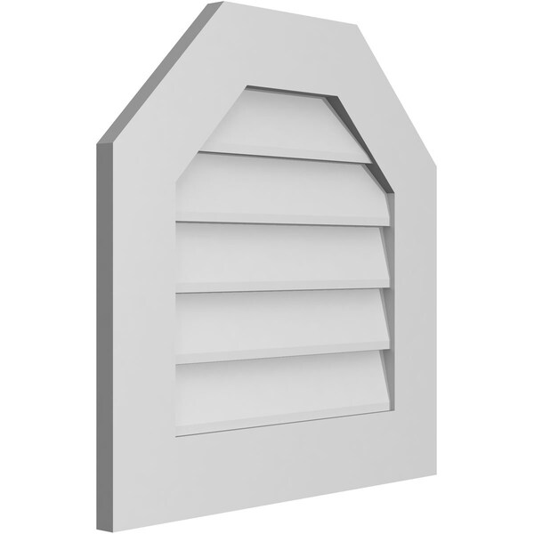 Ekena Millwork Octagonal Top Surface Mount PVC Gable Vent w/ 3-1/2"W x 1"P Standard Frame, 22"W x 22"H - GVPOT22X2201SN