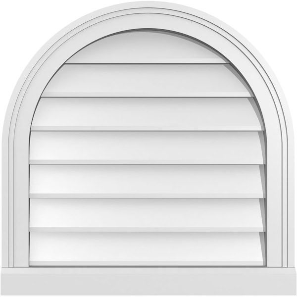 Ekena Millwork Round Top Surface Mount PVC Gable Vent w/ 2"W x 2"P Brickmould Sill Frame, 22"W x 22"H - GVPRT22X2203SN