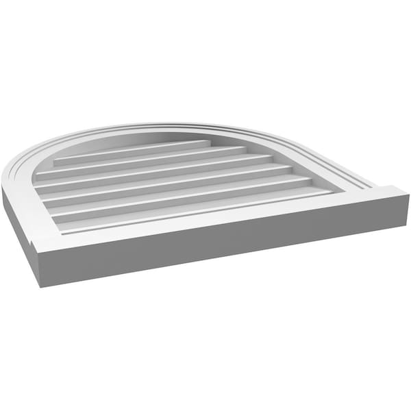 Ekena Millwork Round Top Surface Mount PVC Gable Vent w/ 2"W x 2"P Brickmould Sill Frame, 22"W x 22"H - GVPRT22X2203SN