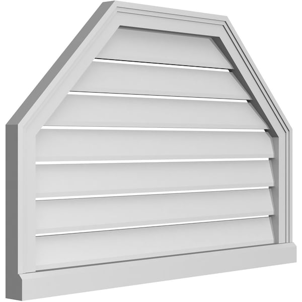 Ekena Millwork Octagonal Top Surface Mount PVC Gable Vent w/ 2"W x 2"P Brickmould Sill Frame, 36"W x 24"H - GVPOT36X2403SF