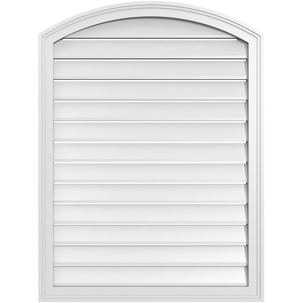 Ekena Millwork Arch Top Surface Mount PVC Gable Vent: Non-Functional, w/2"W x 1-1/2"P Brickmould Frame, 30"W x 38"H - GVPAR30X3802SN
