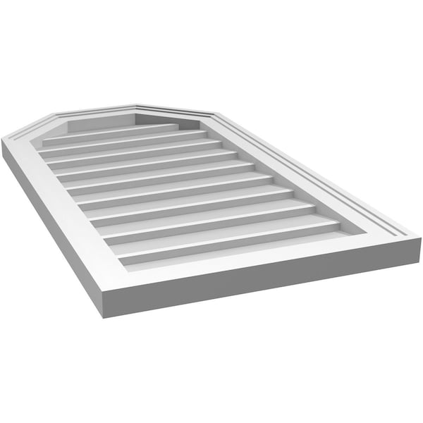 Ekena Millwork Octagonal Top Surface Mount PVC Gable Vent w/ 2"W x 1-1/2"P Brickmould Frame, 18"W x 32"H - GVPOT18X3202SN