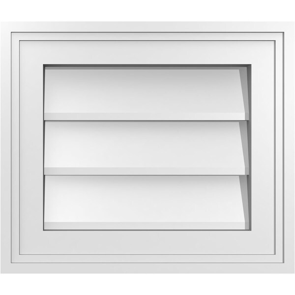 Ekena Millwork Vertical Surface Mount PVC Gable Vnt: Non-Functional, w/2"W x 1-1/2"H, Brickmould Frame, 14"W x 12"H - GVPVE14X1202SN