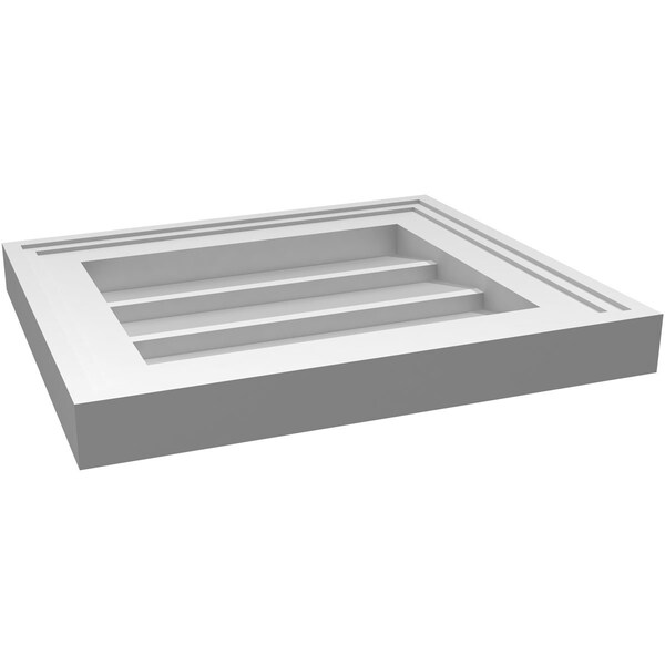 Ekena Millwork Vertical Surface Mount PVC Gable Vnt: Non-Functional, w/2"W x 1-1/2"H, Brickmould Frame, 14"W x 12"H - GVPVE14X1202SN