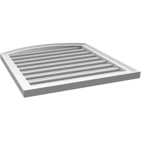 Ekena Millwork Arch Top Surface Mount PVC Gable Vent: Non-Functional, w/2"W x 1-1/2"P Brickmould Frame, 26"W x 26"H - GVPAR26X2602SN