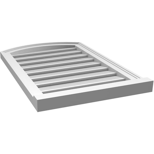 Ekena Millwork Arch Top Surface Mount PVC Gable Vent w/ 2"W x 2"P Brickmould Sill Frame, 20"W x 28"H - GVPAR20X2803SN