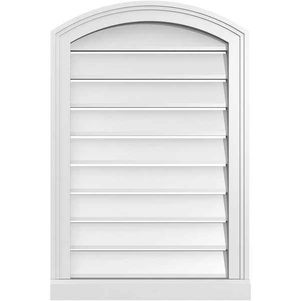 Ekena Millwork Arch Top Surface Mount PVC Gable Vent w/ 2"W x 2"P Brickmould Sill Frame, 20"W x 28"H - GVPAR20X2803SN