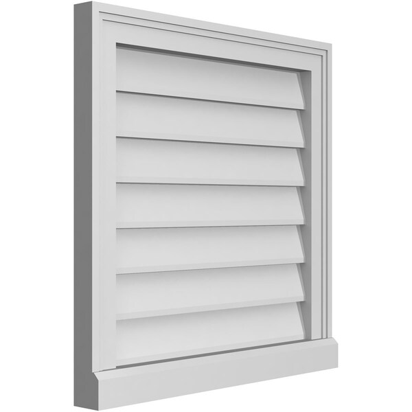 Ekena Millwork Vertical Surface Mount PVC Gable Vent w/ 2"W x 2"H , Brickmould Sill Frame, 22"W x 22"H - GVPVE22X2203SN