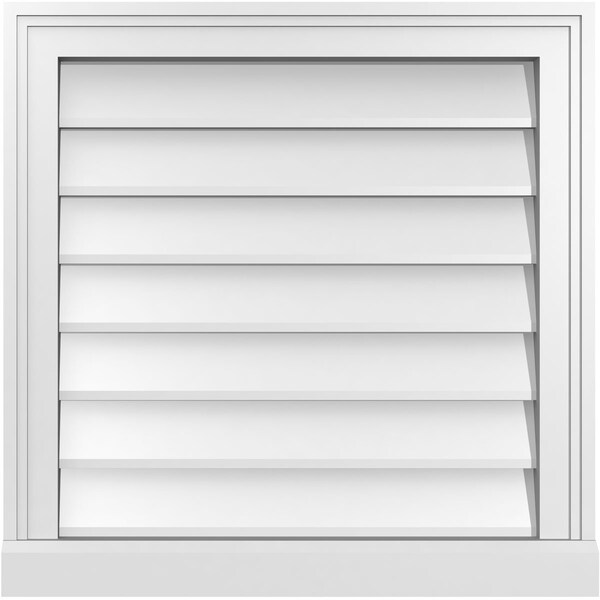 Ekena Millwork Vertical Surface Mount PVC Gable Vent w/ 2"W x 2"H , Brickmould Sill Frame, 22"W x 22"H - GVPVE22X2203SN