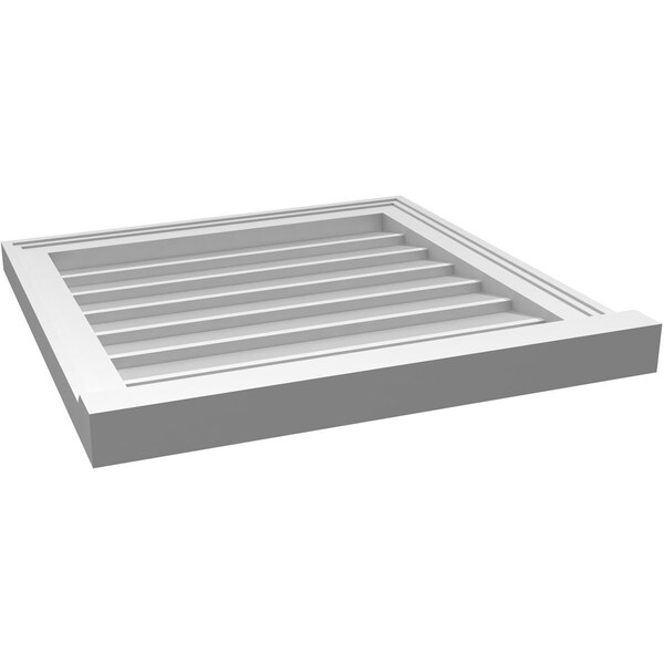 Ekena Millwork Vertical Surface Mount PVC Gable Vent w/ 2"W x 2"H , Brickmould Sill Frame, 22"W x 22"H - GVPVE22X2203SN