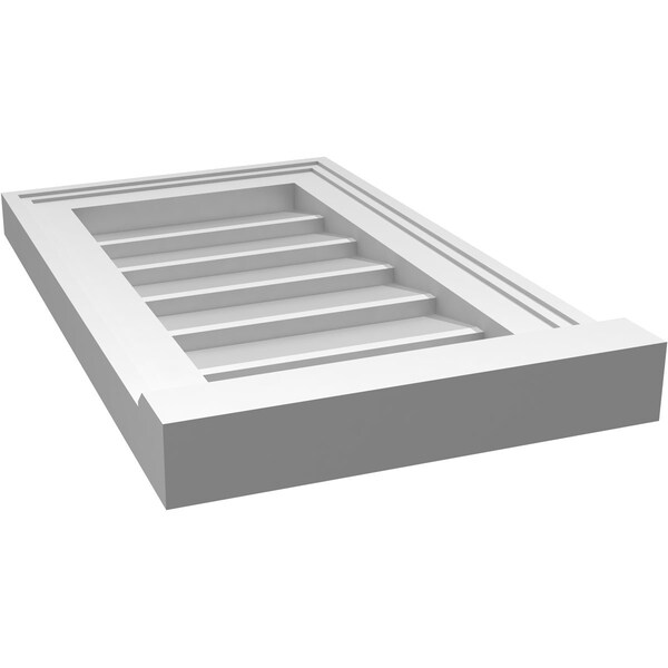 Ekena Millwork Vertical Surface Mount PVC Gable Vent w/ 2"W x 2"H , Brickmould Sill Frame, 12"W x 20"H - GVPVE12X2003SN